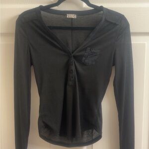 Free People Sheer Long Sleeve Henley